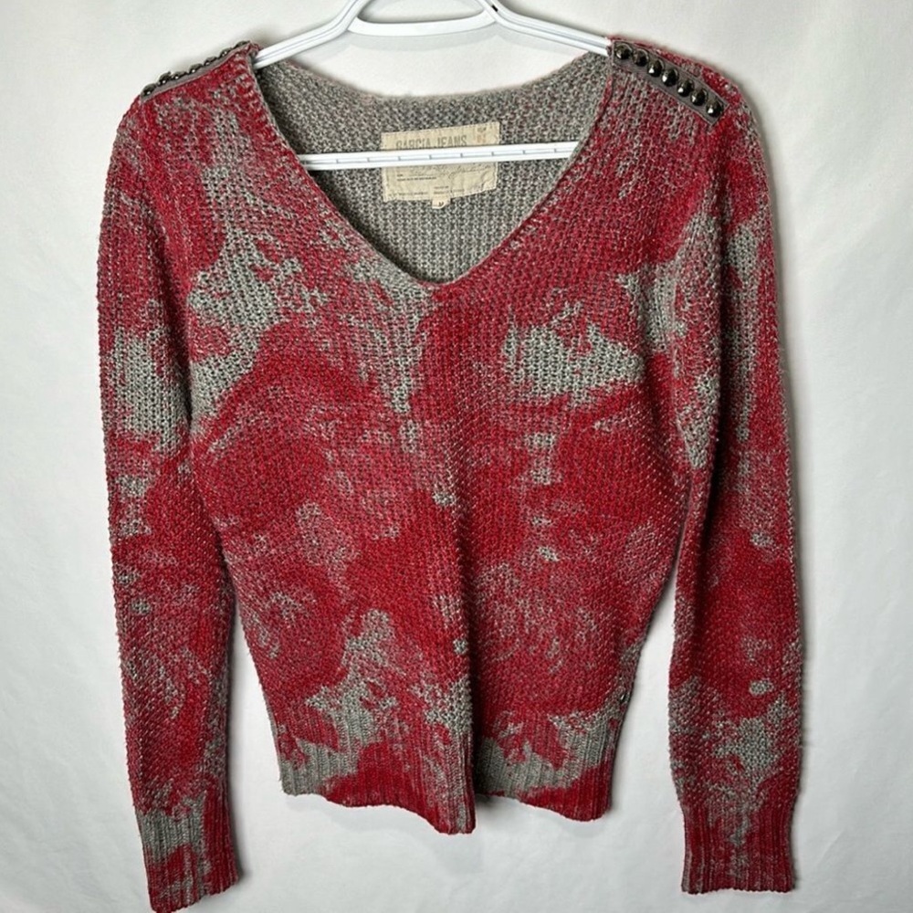 🧶 Garcia Jeans Red & Gray Knit Sweater – Size Medium